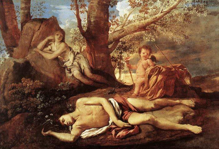 POUSSIN, Nicolas Echo and Narcissus Spain oil painting art